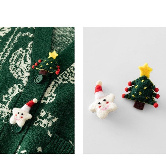 BNWT Christmas Wool Blend Cardigan with Removable Ornaments - Picture 2 of 9